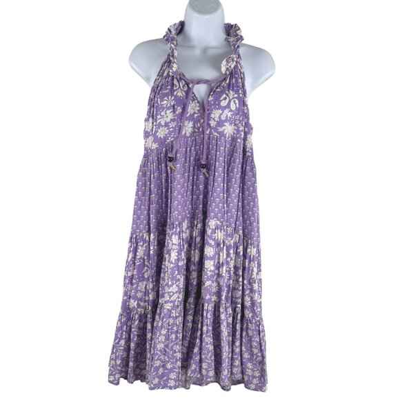 RO'S Garden Sofia Cover Up Tunic Dress Small Purple Floral Sleeveless DR-1684 - Picture 4 of 9